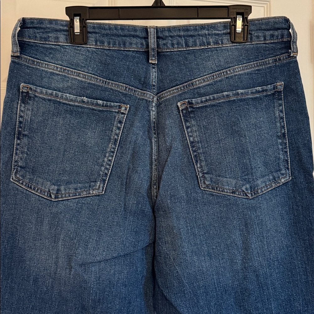 Old Navy Distressed High Rise O.G. Straight Secret Smooth Pockets in Dark Blue - Picture 9 of 11